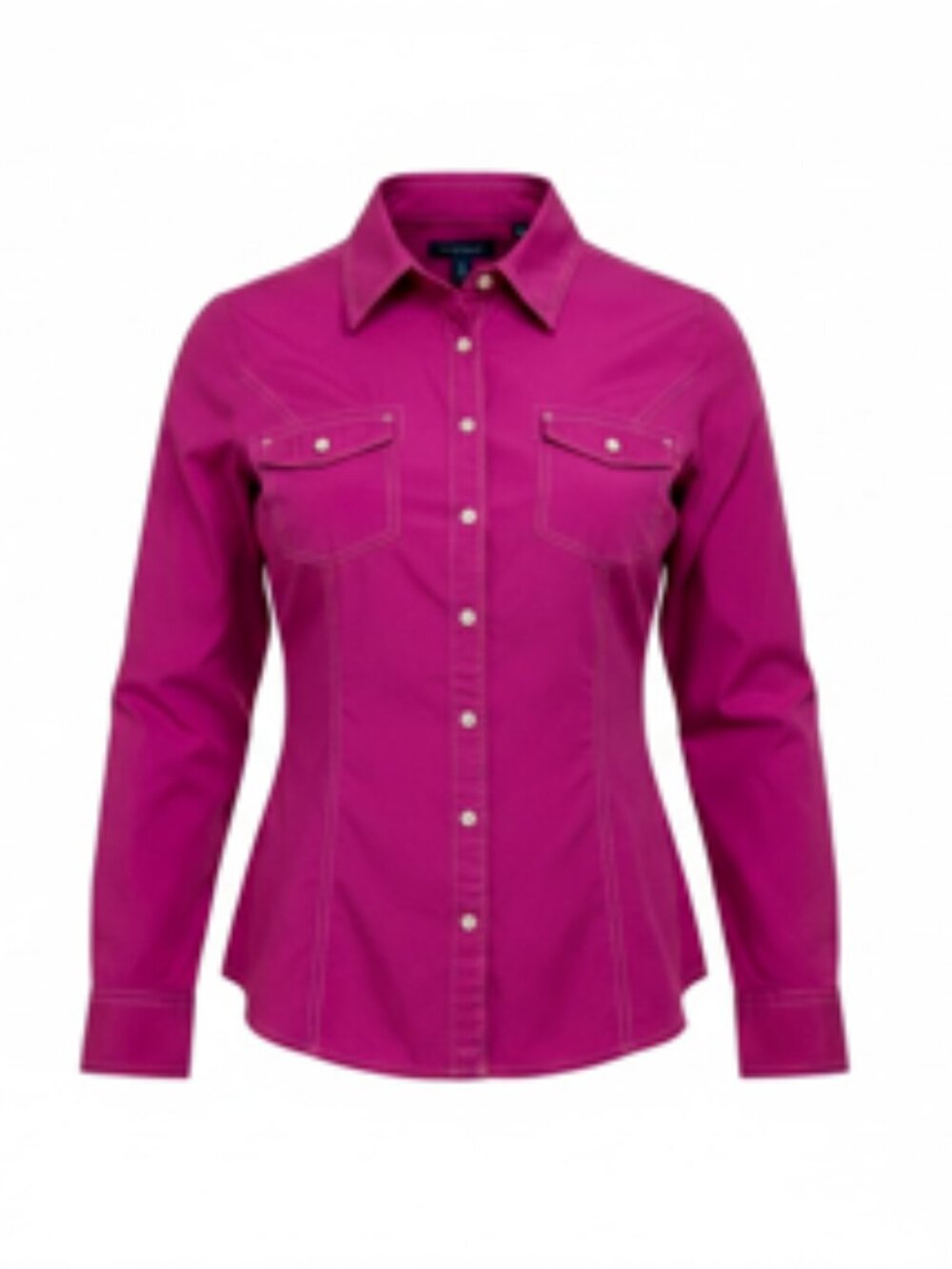 Tommy Hilfiger Women's Long Sleeve Collared Button Shirt Magenta Size M